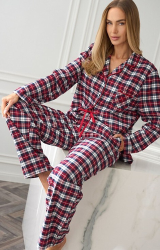 2475 Roxy L&L pijamale dama rosie - flanel, fermoar, carouri