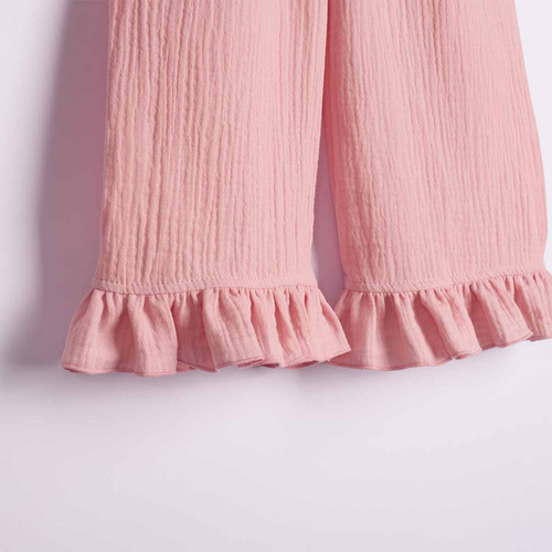 Pantaloni fete Nicol 224331 mușelin 100% bumbac largi de vară - roz