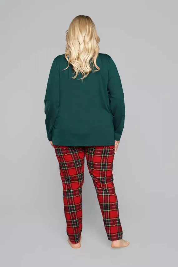 Pijama pentru femei Zorza cu mânecă lungă, pantaloni Italian Fashion - roșu/print 