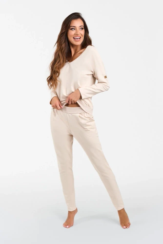 Karina Ladies set cu mânecă lungă, pantaloni Italian Fashion - bej
