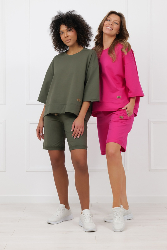 Bluza Kaori Italian Fashion 3/4 mânecă bumbac elastan - fucsia