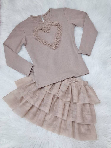 Bluza cu maneca lunga Mia Bambarillo, bej, inima bej