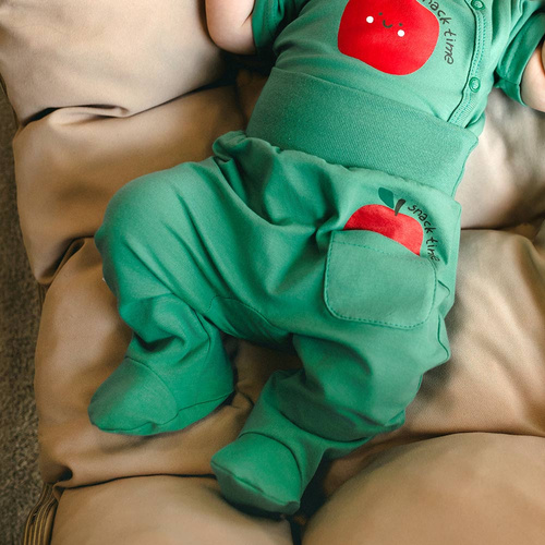 Pantaloni bebeluș Eevi Snack Time verzi bumbac confort