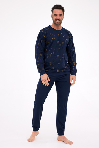457/299 Noaptea 3 Cornette – pijamale bărbătești din bumbac, Crăciun, mâneci lungi, cutie cadou