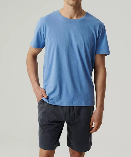 NMP-379 Pijamale cu mâneci scurte pentru bărbați, albastru Atlantic-grafit