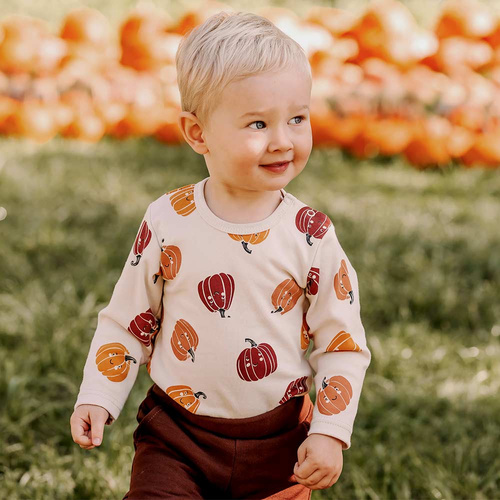 Body pentru bebeluși Halloween Eevi – ecru, dovleci, bumbac