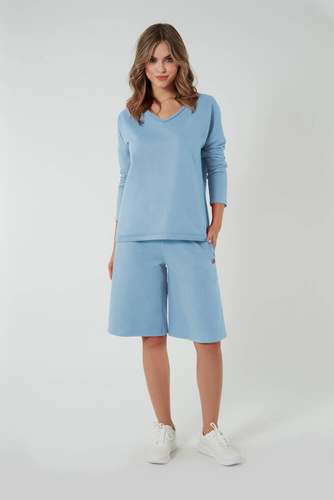 Madri 1/2 culottes pantaloni scurți de damă Italian Fashion - albastru 