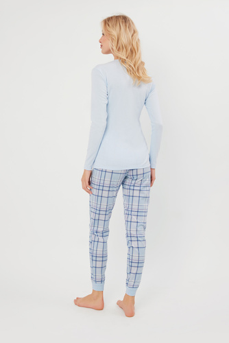 Katrin Pijama de damă cu mânecă lungă, pantaloni lungi Italian Fashion - albastru/print