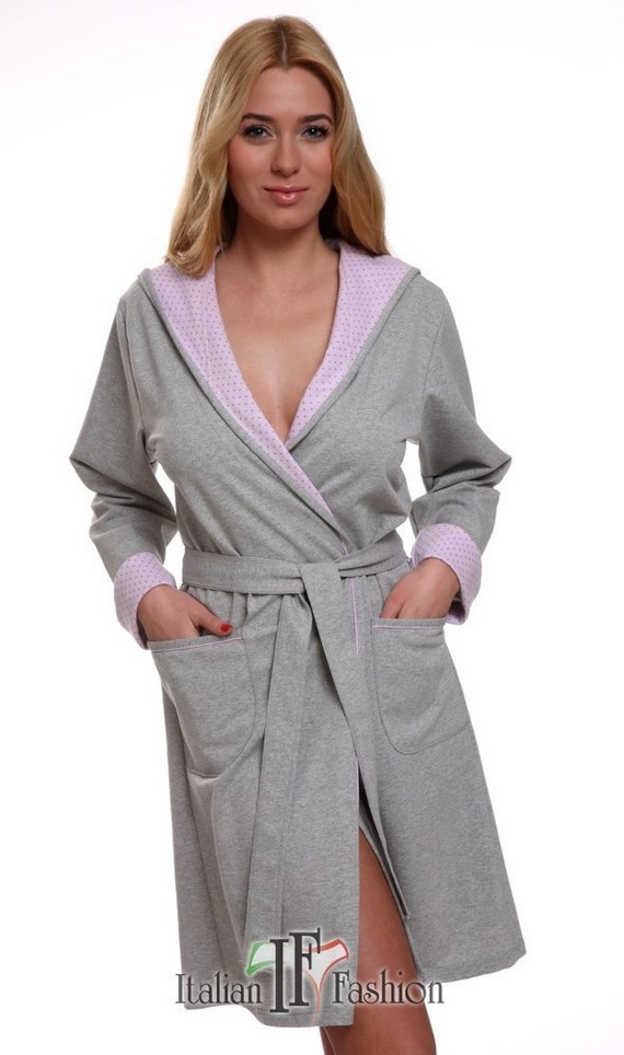 Halat confortabil pentru femei Italian Fashion- melange/pink