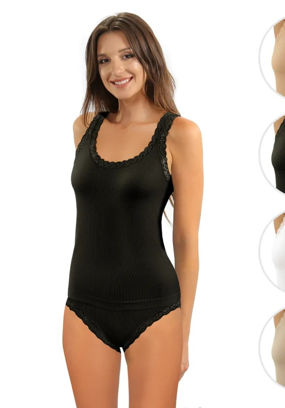 Maieu damă Sesto Senso 6109 dantelă fără cusături elastic confort black