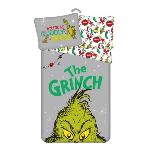 Lenjerie de pat Grinch Grinchmas JF24 140x200 bumbac 100% Grinch cu fermoar
