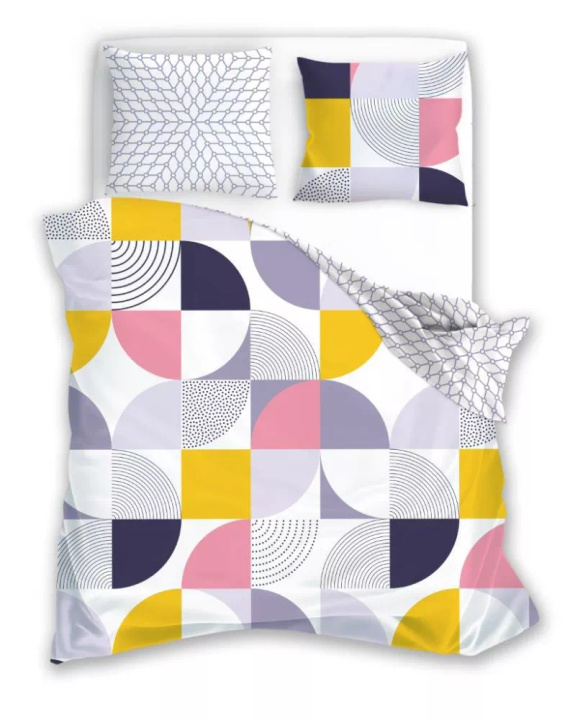 Milargo Verde 008 Lenjerie de pat din satin geometric, gri Faro