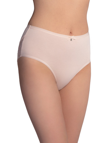 Chiloți midi salmon-mocca LAMA L-VIS 1602 MD înalți vâscoză cu dantelă 2-pak