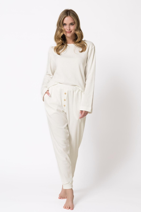 Pijamale damă Berenika 1795 Leveza cremă 100% bumbac lungă