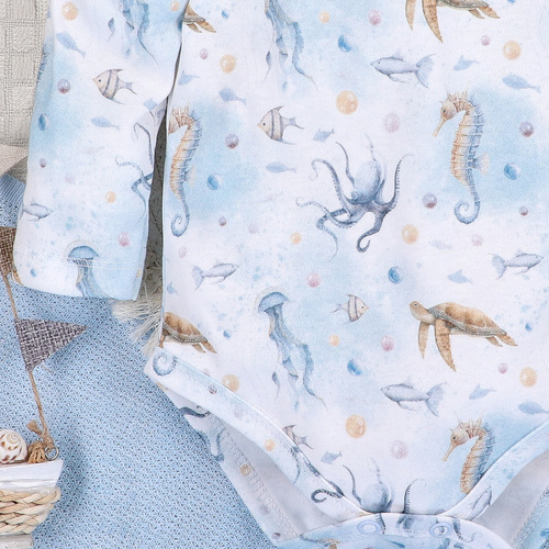 ABN-5445 Body Nini din bumbac organic Sea Of Joy – bumbac organic, mânecă lungă