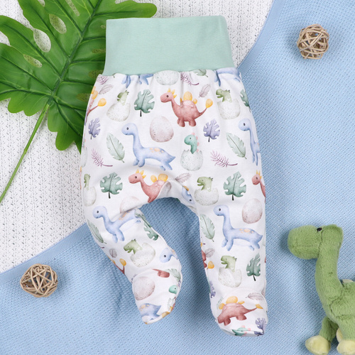 Pijama pentru bebeluși ABN-5572 cu imprimeu Nini pentru dinozauri | Bumbac organic, croială confortabilă