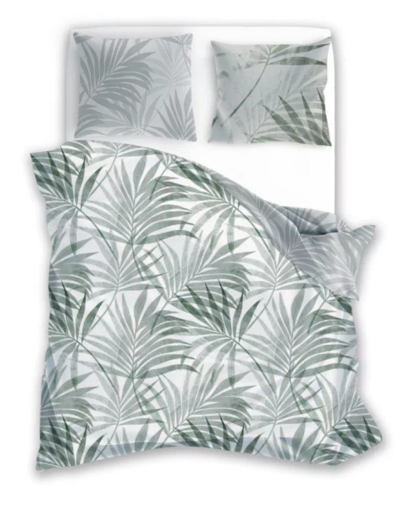 Milargo Verde 004 Lenjerie de pat din satin cu frunze Faro, gri