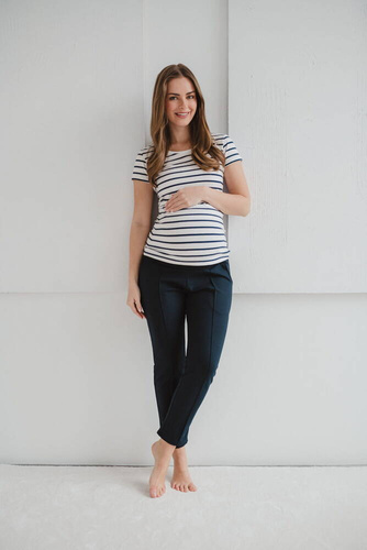 Pantaloni de maternitate GraceFit Mama clasici Milk&Love bleumarin