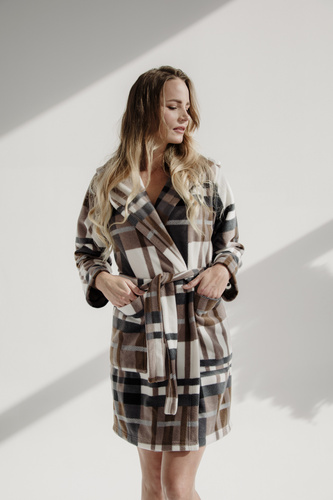 031 De Lafense pătură halat de baie - cald fleece doamnelor dressing rochie Super Cozy, maro