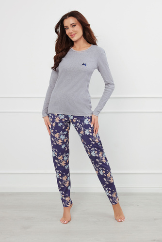 Pulia Ladies' pijama cu mânecă lungă, pantaloni lungi Italian Fashion - melange/print