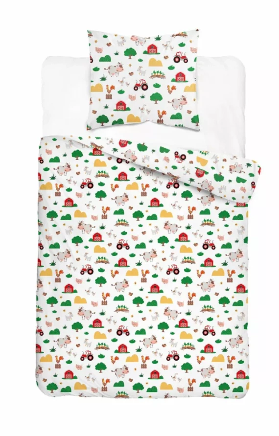 5439 A Wesoła Farma Mała Lenjerie de pat bumbac pentru copii Detexpol alb