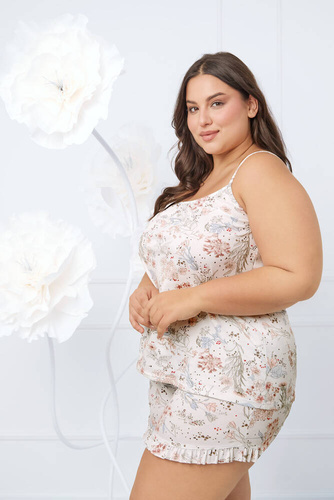 Pijama de damă Solita slim-fit, pantaloni scurți Italian Fashion - print