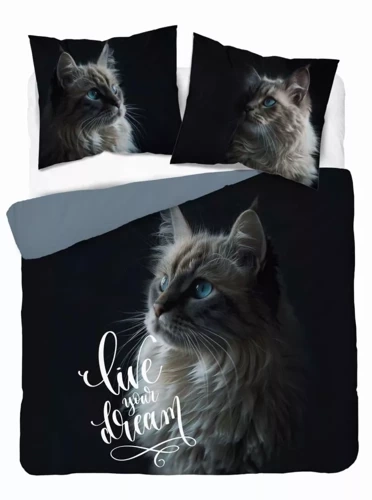 5296 O pisică de pat Holland Cotton Live your Dream Detexpol negru