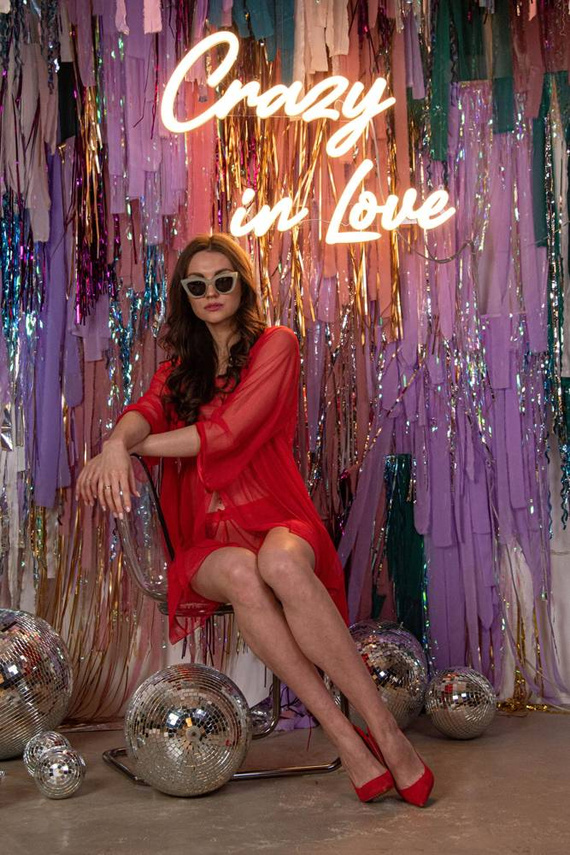 634 Florence cămașă de noapte fără bretele + tanga Forex - roșu