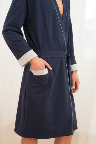 Gabriel Halat de baie pentru bărbați cu buzunare Italian Fashion - albastru marin/melange