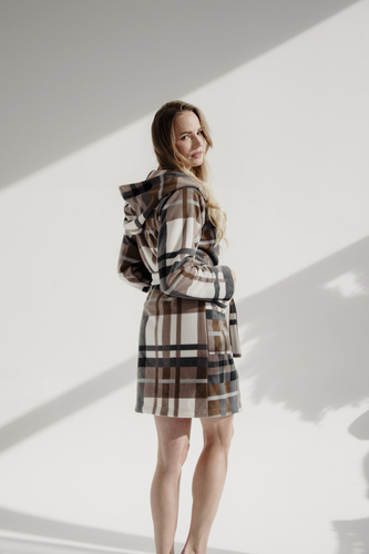 031 De Lafense pătură halat de baie - cald fleece doamnelor dressing rochie Super Cozy, maro