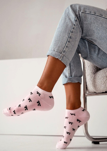 Șosete cu Mici Fundițe Milena – Bumbac, Elastice, Confortabile și Elegante pink