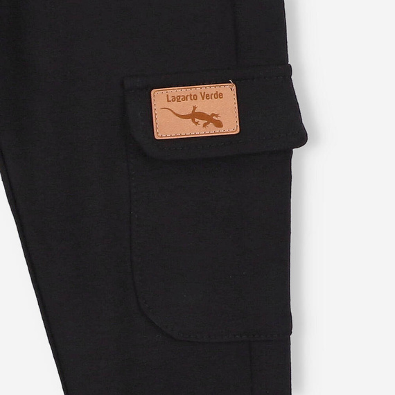 KAR-0042/CZA Pantaloni de trening cargo negri Lagarto Verde pentru băieți