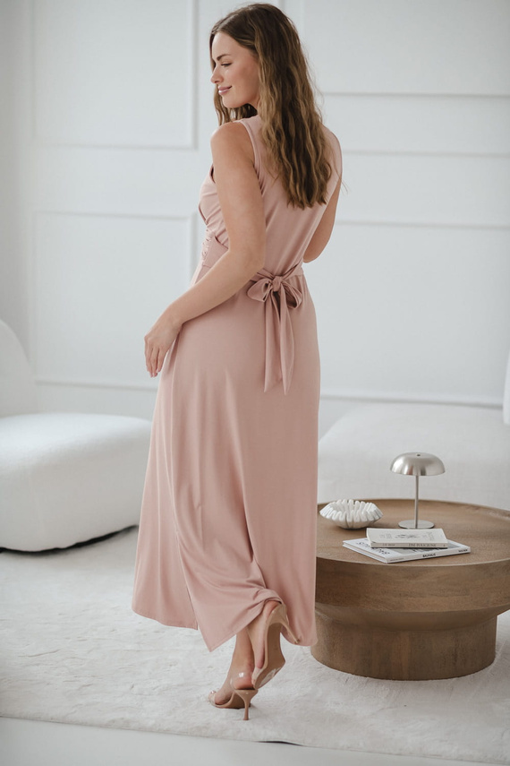 Rochie maxi de maternitate si alaptare Loop Milk&Love, roz pudrat