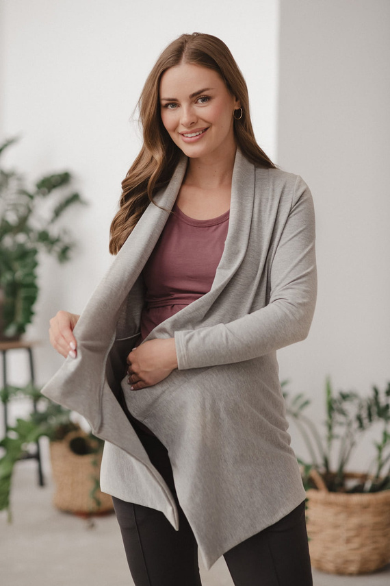 Cardigan de maternitate Mama Wrap Milk&Love, culoare gri deschis