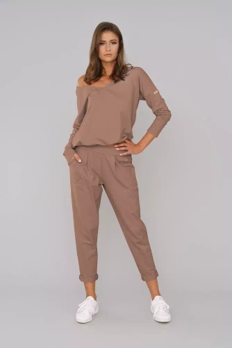 Karina Ladies set cu mânecă lungă, pantaloni Italian Fashion - caramel 