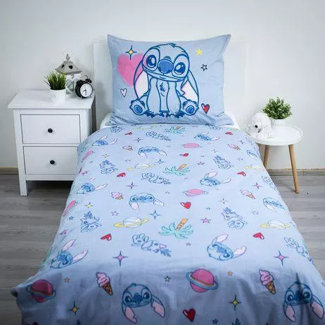 Lenjerie de pat din bumbac 140x200 Lilo and Stitch albastră 70x90 Jerry Fabrics