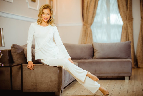 Set pijama pentru femei Pangkor Kalimo - ecru