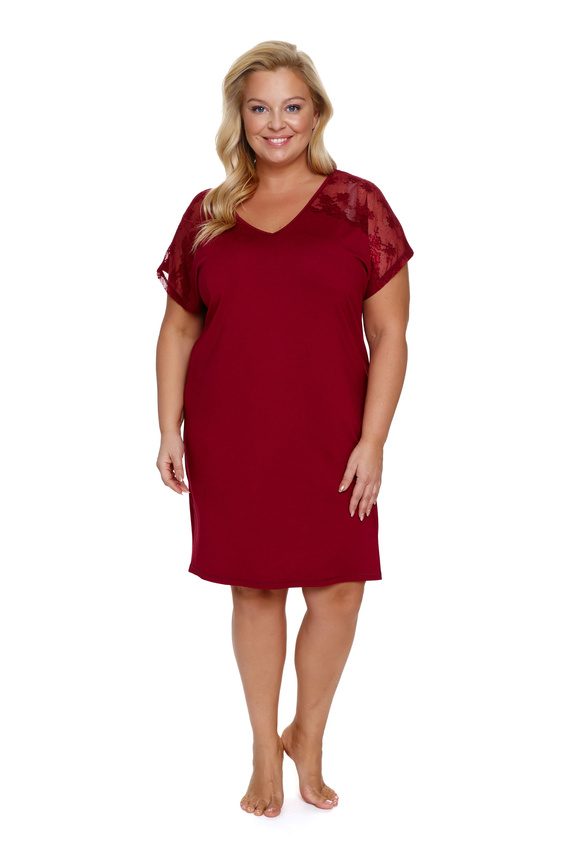 Cămașă de noapte Doctor Nap 7260 Plus Size - roșu visiniu