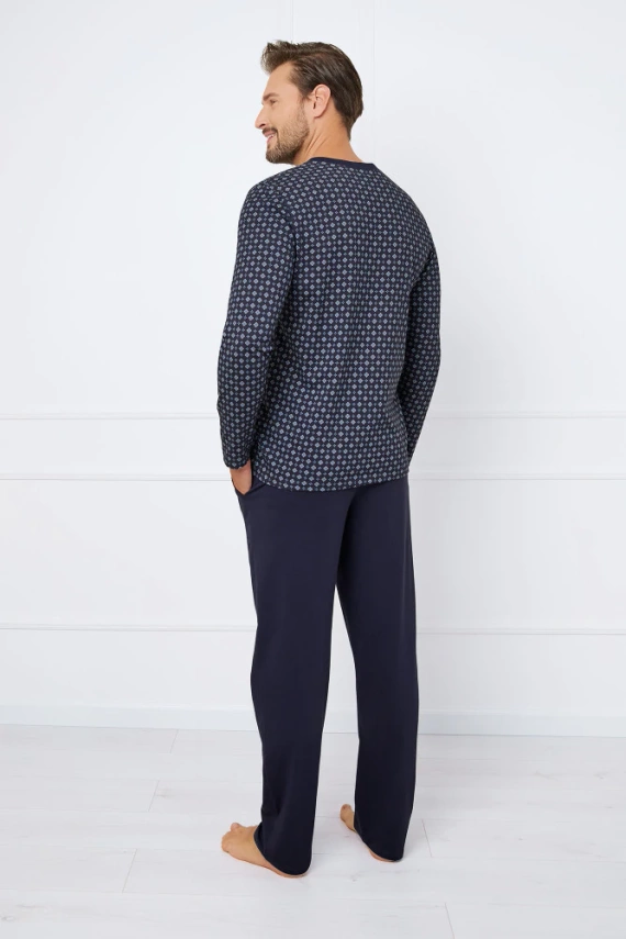 Rajmund Pijama cu mânecă lungă pentru bărbați, pantaloni lungi Italian Fashion - print/verde