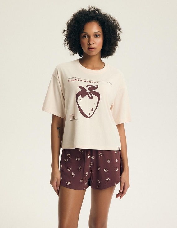 Pijama damă Henderson Evika 44474 – bumbac, căpșuni, șorturi