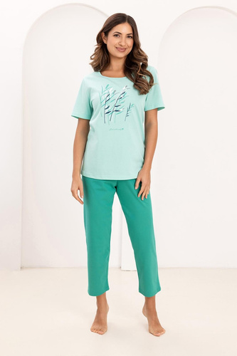 Pijama Regina 740, 100% bumbac, cu print, pantaloni 7/8, confort și stil