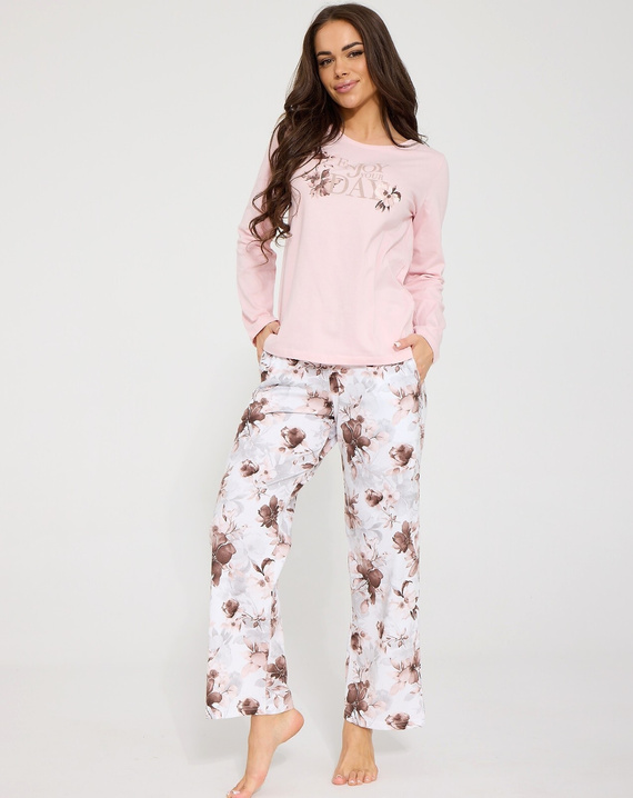Cornette Your Day 1111/500 Pijamale damă lungi 100% bumbac roz