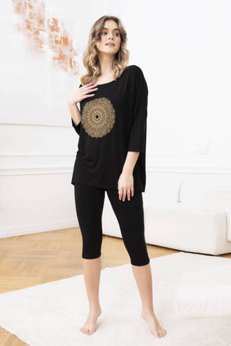 Pijama de damă Mandala Italian Fashion - negru