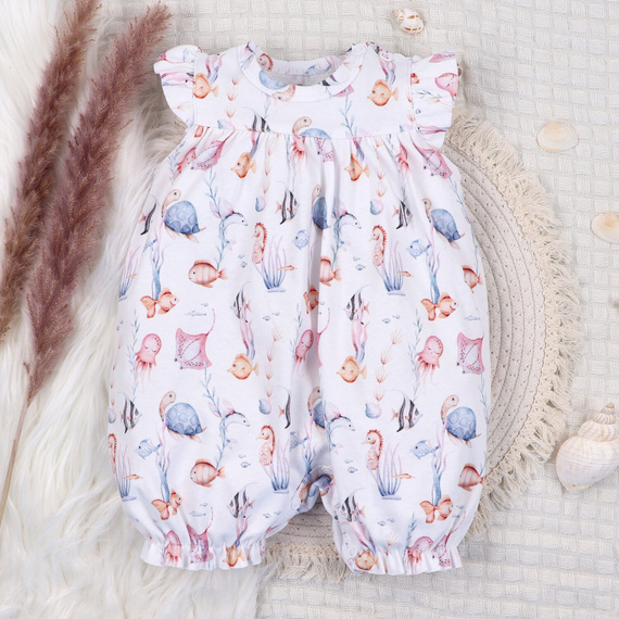 ABN-5481 Underwater World Baby Rampers Nini – bumbac organic, mâneci scurte