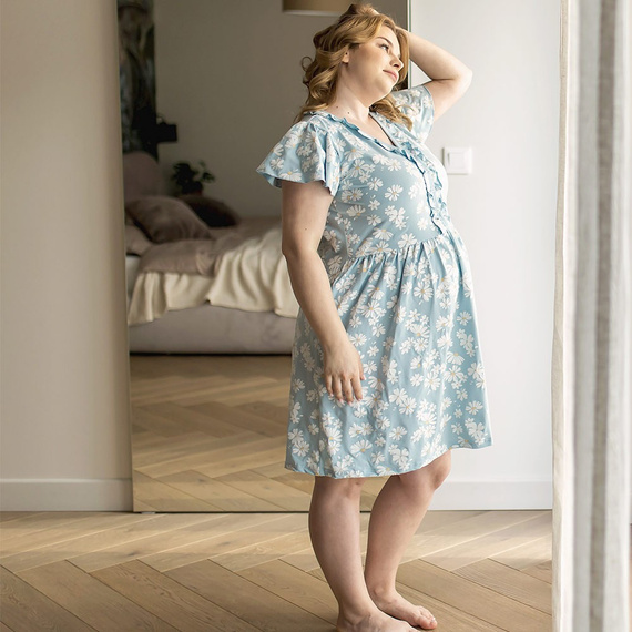 Cămașă de noapte Linda Maternitate pentru hrănirea Eevi - albastră