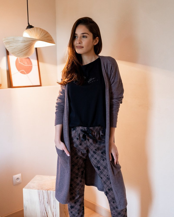 Pijamale Sensis Reach For The Stars pentru femei - Negru-Maro