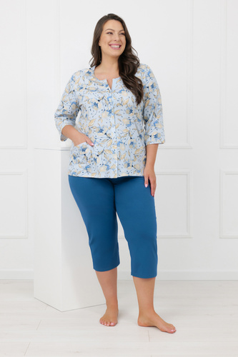 Pijama damă CELOZJA Italian Fashion 100% bumbac mânecă 3/4 pantaloni 3/4