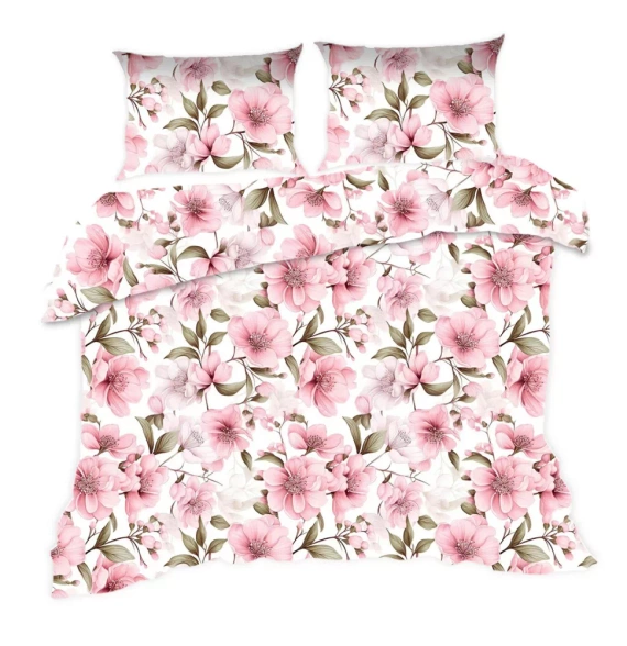 Set de lenjerie de pat 1893N Classic E24 Karo flowers roz pudră din bumbac – 100% bumbac, rezistent, colorat, set de 2 piese