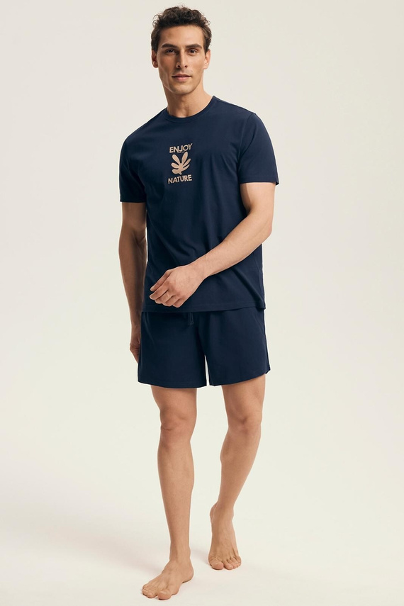 Pijamale bărbătești Core 43462 Legend Henderson, bleumarin, bumbac, mânecă scurtă, ambalate în cutie