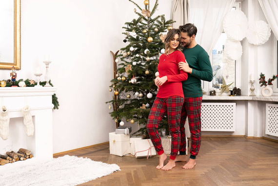 Pijama Tess pentru femei cu mâneci lungi și pantaloni lungi Italian Fashion - roșu/print